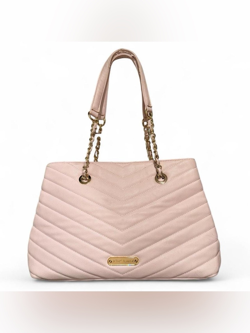 Betsey Johnson Quilted Chain-Handle Tote Bag - Blush Pink